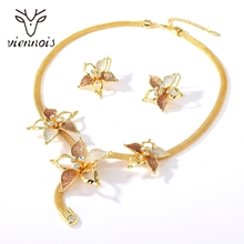 Show details for Pretty Flowers & Plants Zinc Alloy Necklace and Earring Set