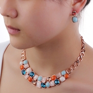 Picture of Bulk Rose Gold Plated Big Necklace and Earring Set