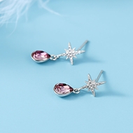 Picture of Trendy Platinum Plated Purple Stud Earrings with No-Risk Refund