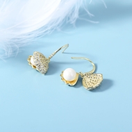 Picture of Shop Gold Plated Swarovski Element Pearl Stud Earrings Best Price