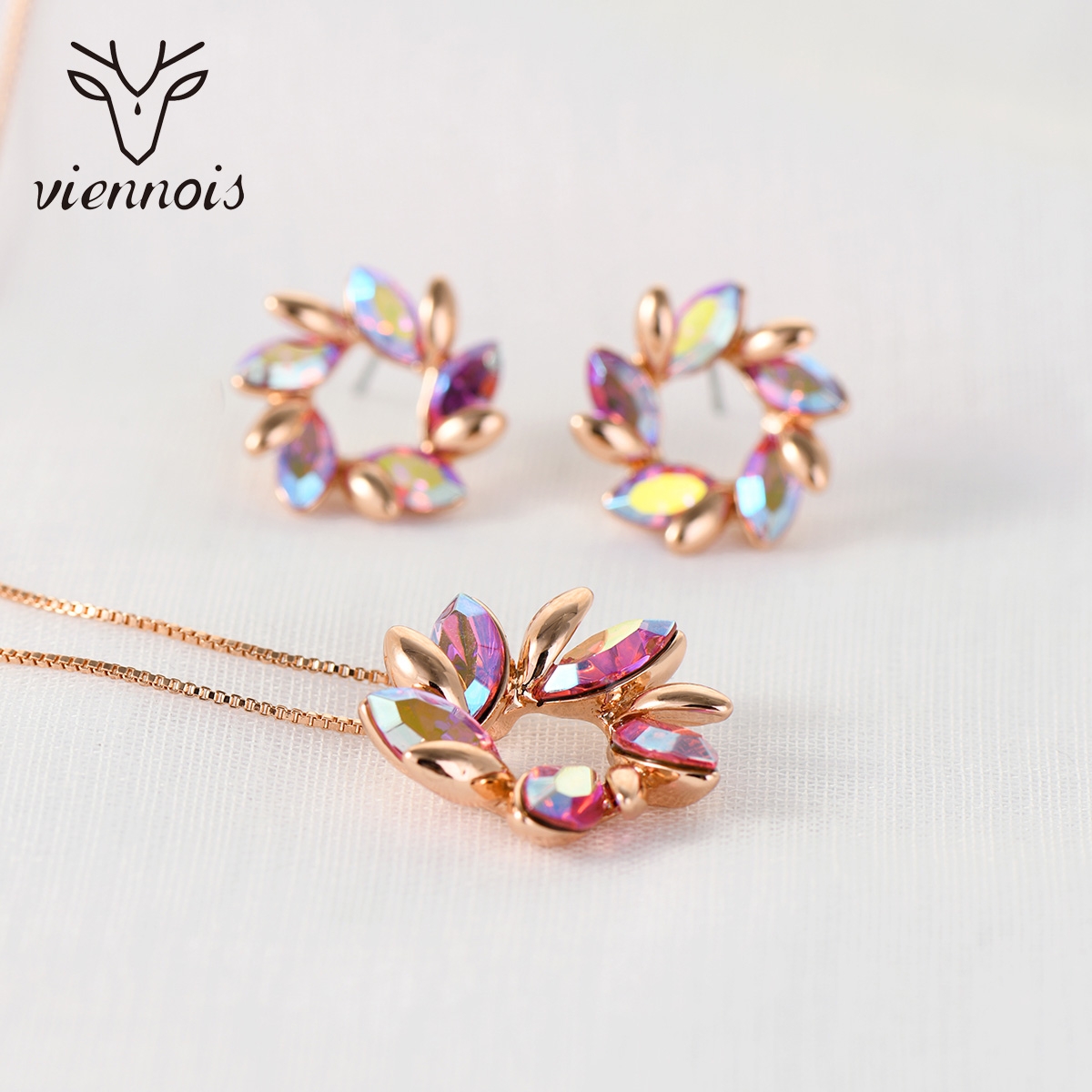 Multicoloured Set Of 2 Rose Gold - Plated Layered Necklace