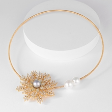 Show details for Copper or Brass White Collar Necklace in Exclusive Design