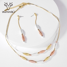 Show details for Unusual Casual Multi-tone Plated Necklace and Earring Set