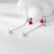 Picture of Distinctive Red Swarovski Element Dangle Earrings with Low MOQ
