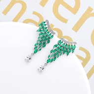 Picture of Distinctive Green Platinum Plated Dangle Earrings with Low MOQ