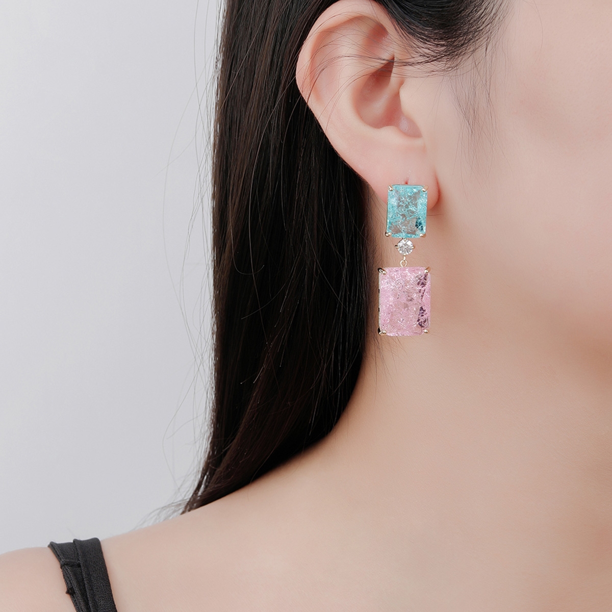 Funky Medium Pink Dangle Earrings