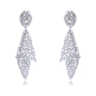 Picture of Hypoallergenic Platinum Plated White Dangle Earrings with Easy Return