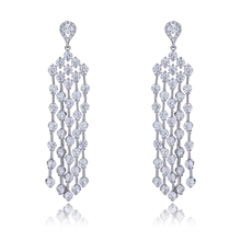Show details for Attractive White Platinum Plated Drop & Dangle Earrings For Your Occasions