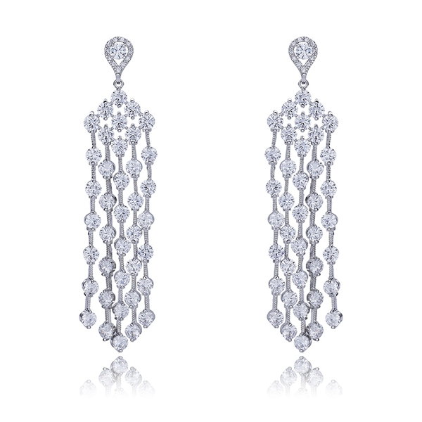 Picture of Attractive White Platinum Plated Drop & Dangle Earrings For Your Occasions