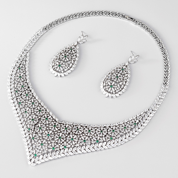 Picture of Low Price Platinum Plated White 2 Piece Jewelry Set from Trust-worthy Supplier