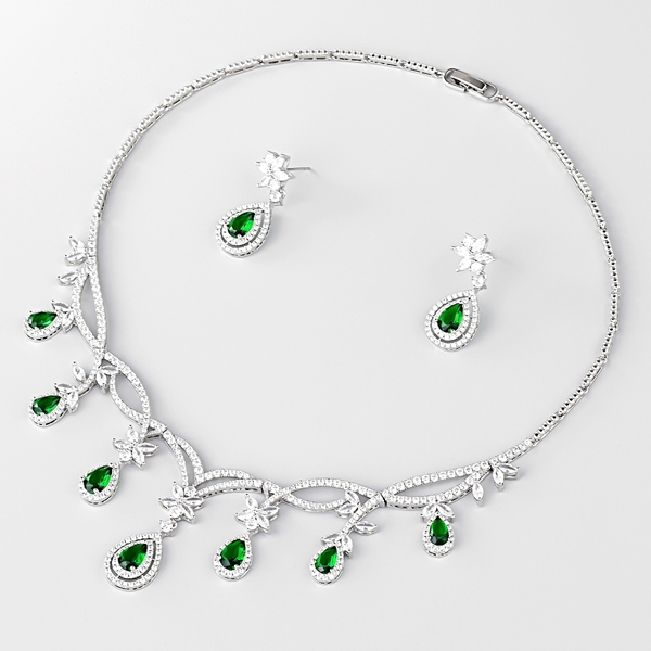 Picture of Top Cubic Zirconia Green 2 Piece Jewelry Set