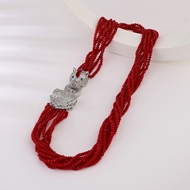 Picture of Wholesale Platinum Plated Big Long Statement Necklace with No-Risk Return