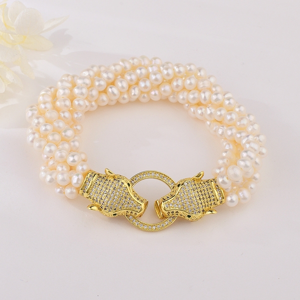 Picture of Wholesale Gold Plated White Fashion Bracelet with No-Risk Return