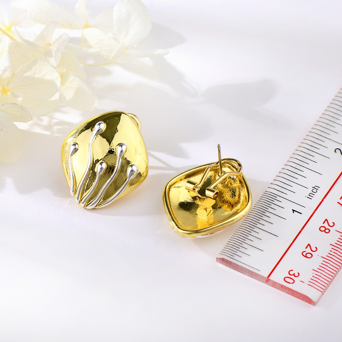 Dubai Gold Plated Stud Earrings of Original Design
