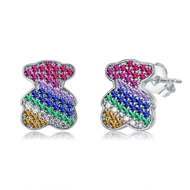 Picture of Designer Platinum Plated Colorful Stud Earrings with No-Risk Return