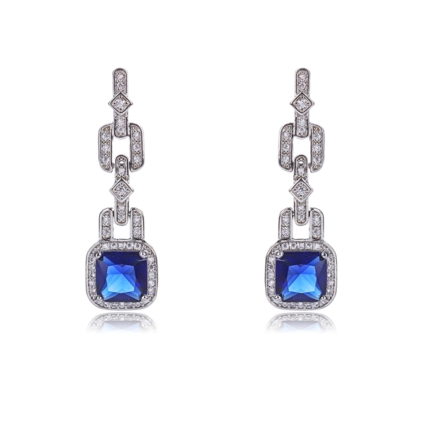 Picture of Top Cubic Zirconia Blue Dangle Earrings