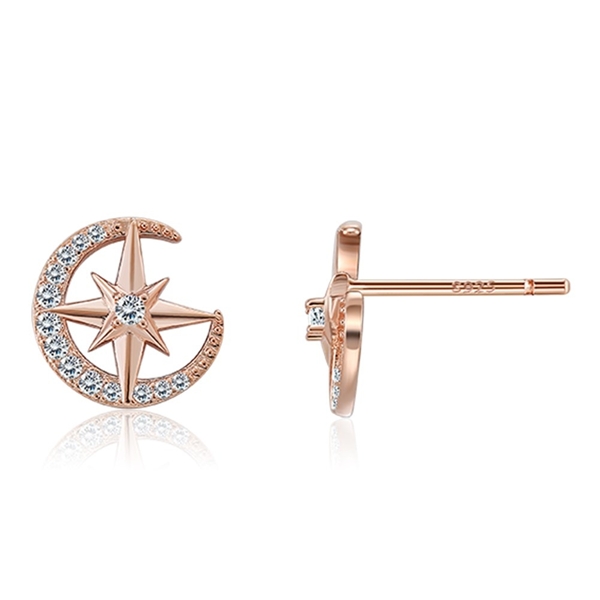 Picture of 925 Sterling Silver Rose Gold Plated Stud Earrings at Factory Price