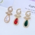 Picture of Nickel Free Gold Plated Green Dangle Earrings with Easy Return