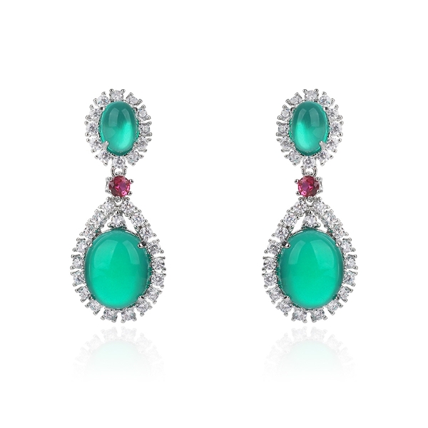 Picture of Recommended Green Platinum Plated Dangle Earrings from Top Designer