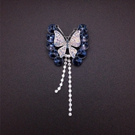 Show details for Filigree Swarovski Element Platinum Plated Brooche