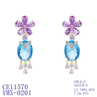 Picture of Trendy Purple Gold Plated Dangle Earrings with No-Risk Refund