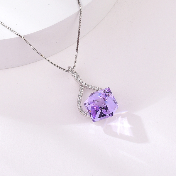 Picture of Zinc Alloy Purple Pendant Necklace with 3~7 Day Delivery