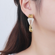 Picture of Fashion Cubic Zirconia Gold Plated Dangle Earrings