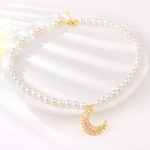 Show details for Beautiful Artificial Pearl Gold Plated Short Chain Necklace