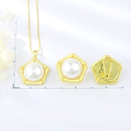 Picture of Popular Artificial Pearl Gold Plated 2 Piece Jewelry Set