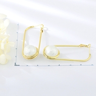 Picture of Nice Artificial Pearl Gold Plated Dangle Earrings