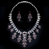 Show details for Top Cubic Zirconia Platinum Plated 2 Piece Jewelry Set