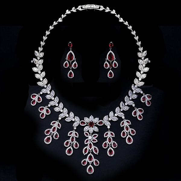 Picture of Top Cubic Zirconia Platinum Plated 2 Piece Jewelry Set