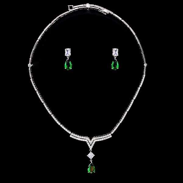 Picture of Recommended Green Platinum Plated 2 Piece Jewelry Set at Unbeatable Price