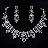 Show details for Designer Platinum Plated Cubic Zirconia 2 Piece Jewelry Set with No-Risk Return