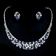 Show details for Unique Cubic Zirconia Blue 2 Piece Jewelry Set