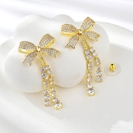 Show details for Trendy Gold Plated Cubic Zirconia Dangle Earrings with No-Risk Refund