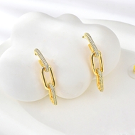 Show details for Sparkling Big Copper or Brass Dangle Earrings