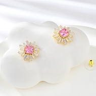 Show details for Trendy Gold Plated Pink Stud Earrings with No-Risk Refund