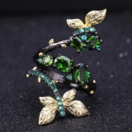 Picture of Eye-Catching Green Gunmetal Plated Fashion Ring with Member Discount