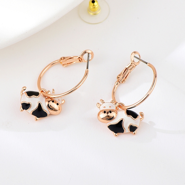 Picture of Copper or Brass Rose Gold Plated Dangle Earrings in Exclusive Design