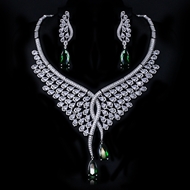 Show details for Hot Selling Green Platinum Plated 2 Piece Jewelry Set from Top Designer