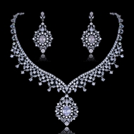 Show details for Impressive White Platinum Plated 2 Piece Jewelry Set with Low MOQ