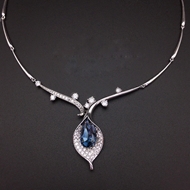 Show details for Good Quality Swarovski Element Blue Pendant Necklace