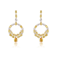 Picture of Low Price Platinum Plated Yellow Dangle Earrings for Girlfriend