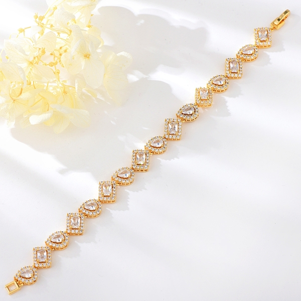 Picture of Fashion Cubic Zirconia Gold Plated Fashion Bracelet