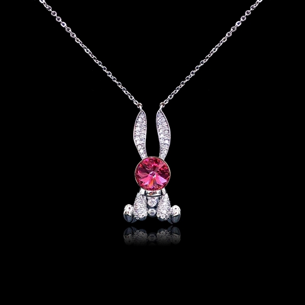 Picture of Featured Pink Swarovski Element Pendant Necklace with Full Guarantee