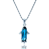 Picture of Hypoallergenic Platinum Plated Blue Pendant Necklace with Easy Return