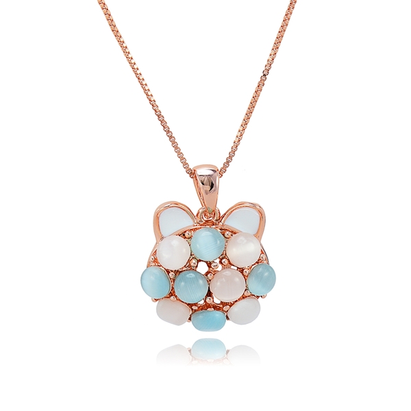 Picture of Wholesale Rose Gold Plated Blue Pendant Necklace with No-Risk Return