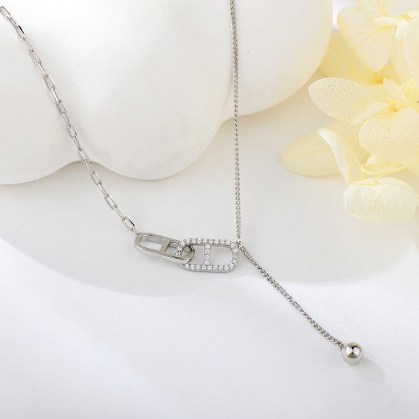 Picture of Low Cost Platinum Plated White Pendant Necklace with Low Cost