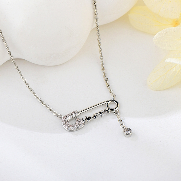 Picture of Low Cost Platinum Plated White Pendant Necklace with Low Cost